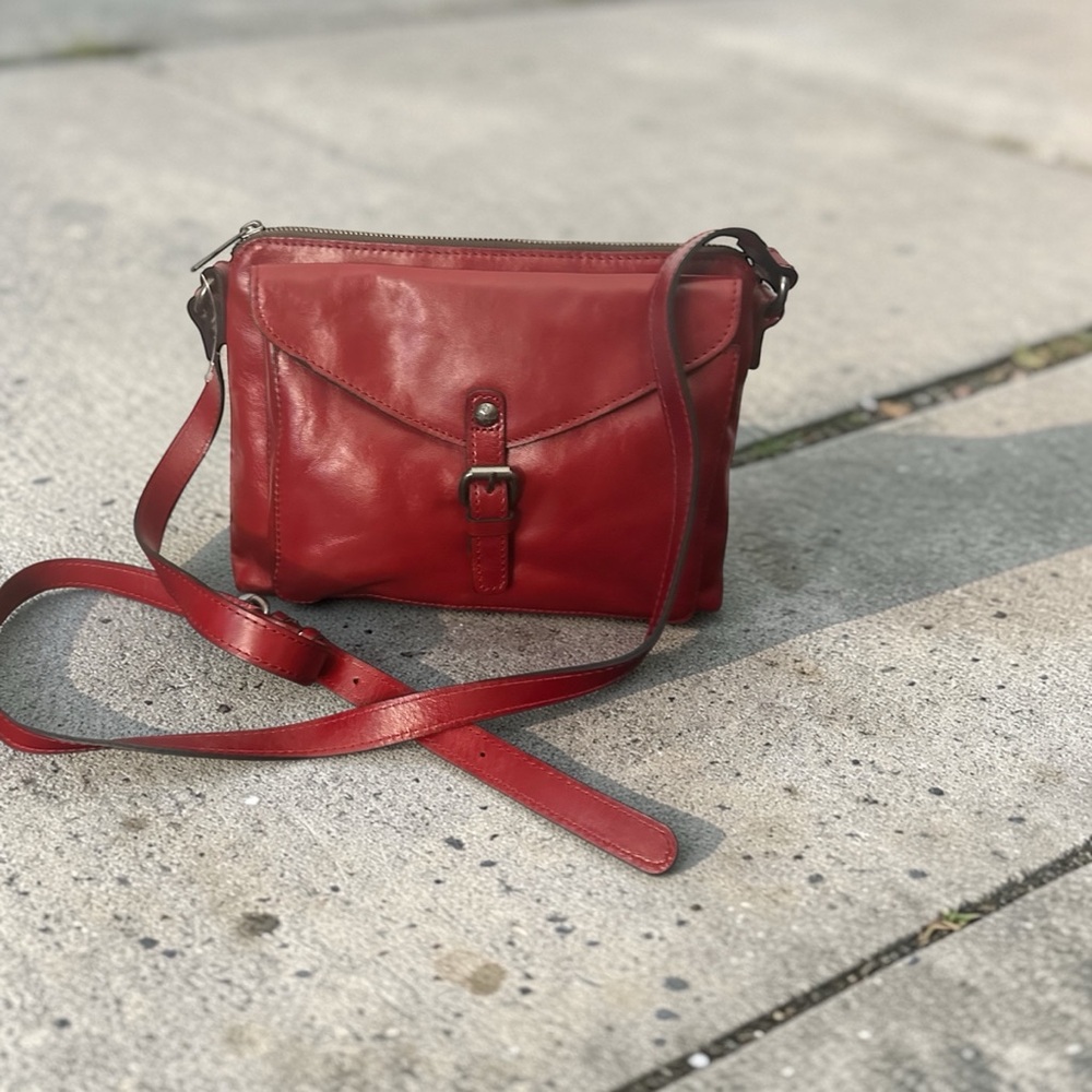 Patricia Nash Avellino Leather Crossbody Organizer Bag - Berry Red Heritage - Picture 2 of 8